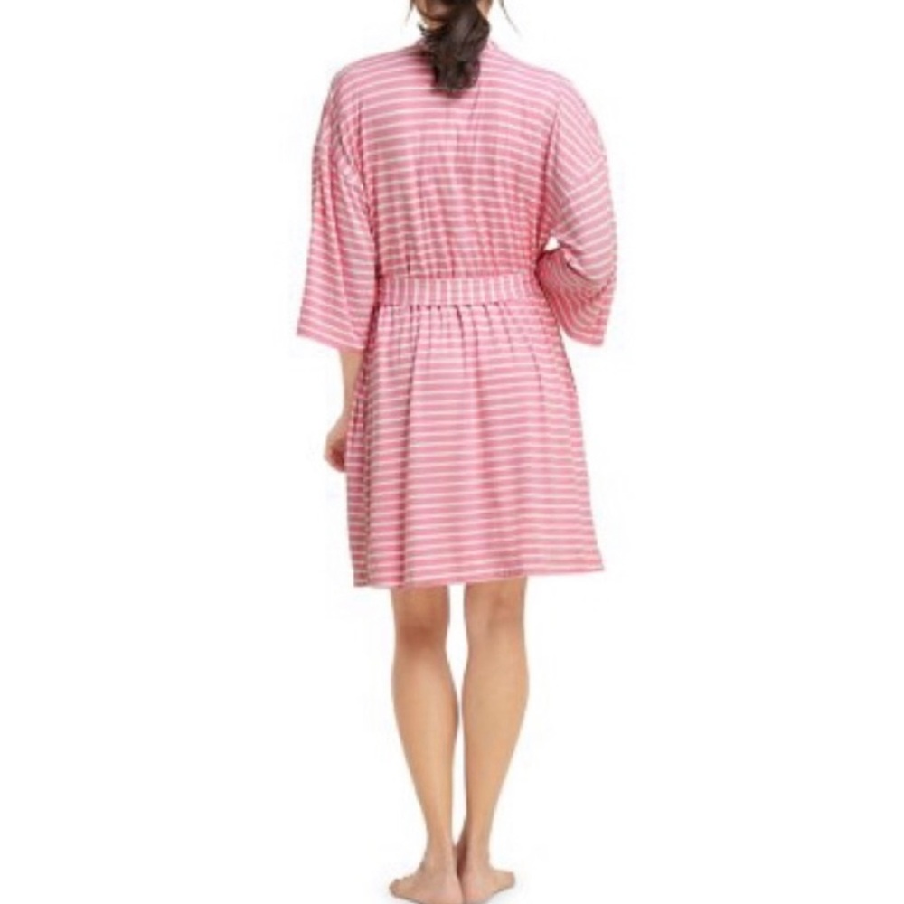 DJ Draper James Women’s 2 Piece Robe and Sleepshirt Set, Pink Stripes